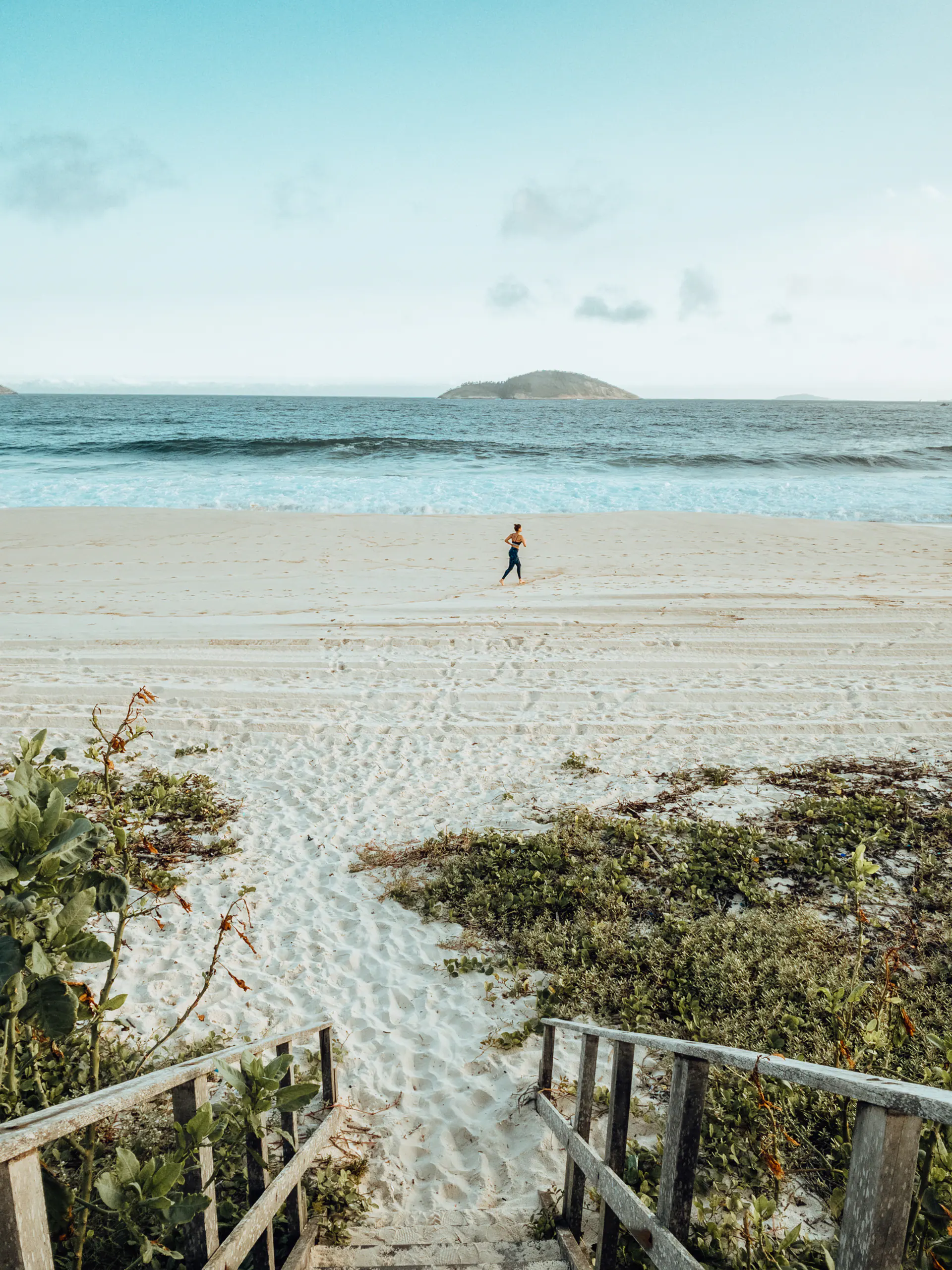 Beautiful Landscape Beach Sunset With Person Exercising